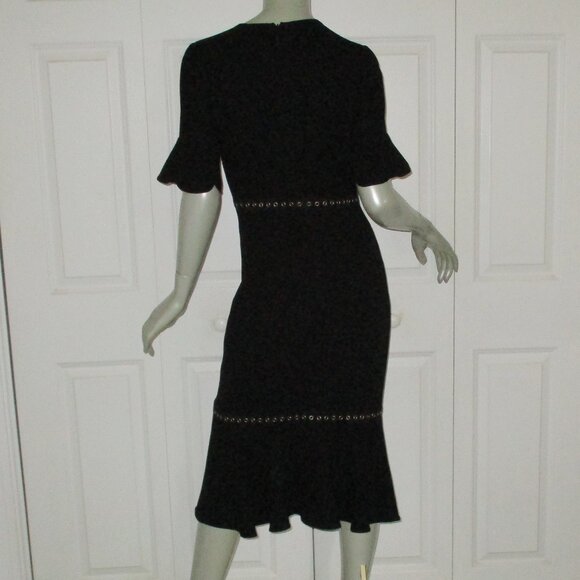 SHOSHANNA Black Lined Short Sleeve Oleh Dress With Grommets - Picture 5 of 7